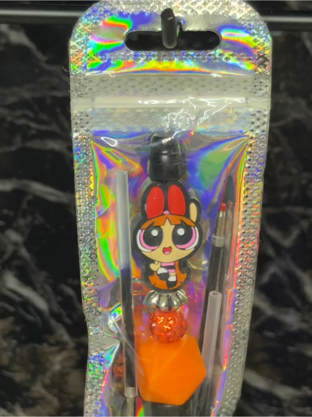 Blossom from Power puff Girls Focal Bead Pen Black & Blu Ink